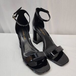 Madden Girl STAR Block Heel Platform Sandal Ankle Strap Square Toe Black Size 8